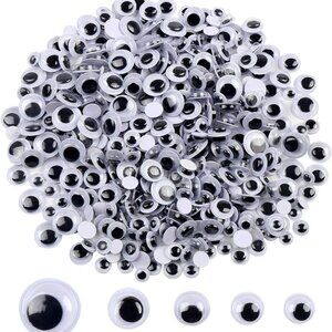 NEW! 500 Pieces 6mm -12mm Black Wiggle Googly Eyes with Self-Adhesive